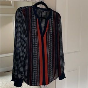 Sanctuary Sheer blouse -Blue w red and white print